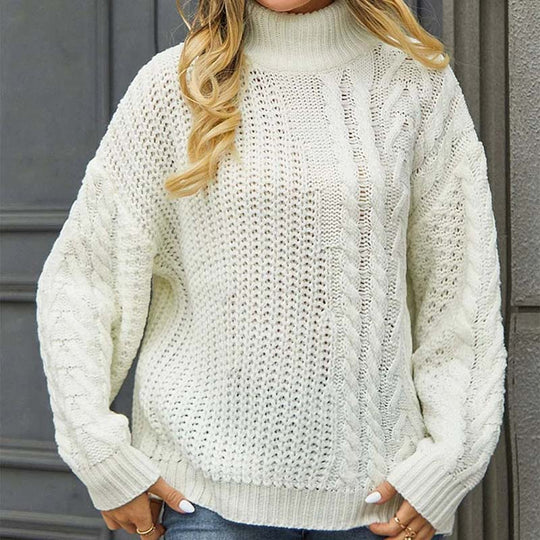 Lässiger Strickpullover mit Zopfmuster