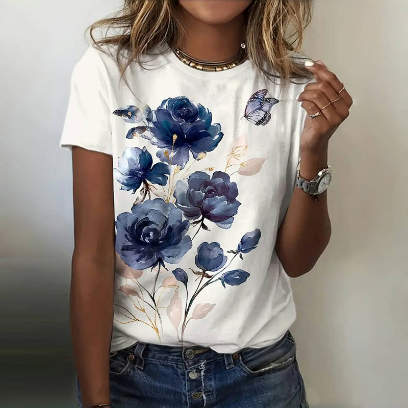 Vintage-Blumenmuster-T-Shirt