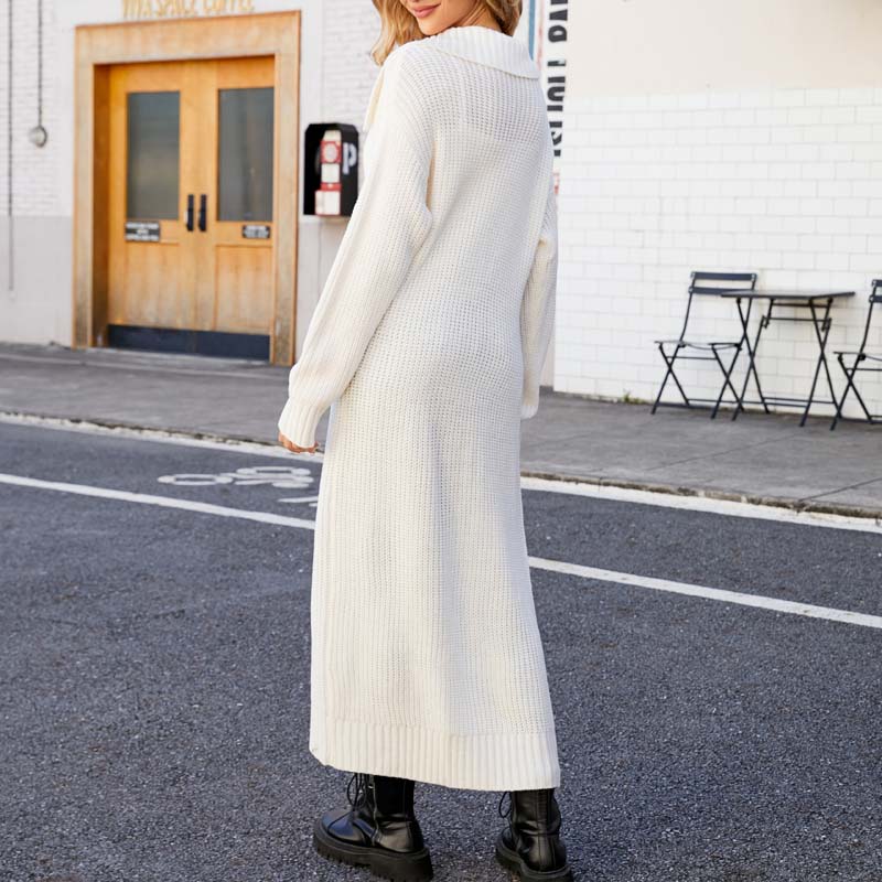 Langer legerer einfarbiger Cardigan