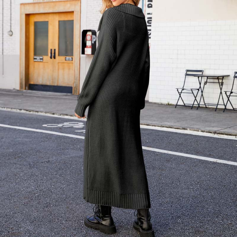 Langer legerer einfarbiger Cardigan