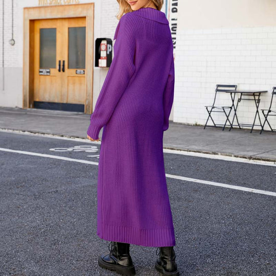 Langer legerer einfarbiger Cardigan