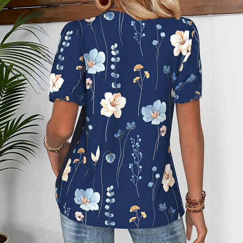 Vintage bedrucktes T-Shirt mit Blumenmuster