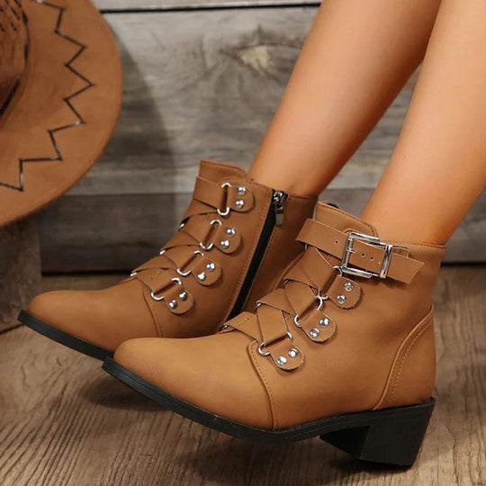 Vintage-Stiefeletten mit dicker Sohle