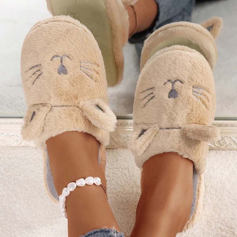 Flauschige Plüsch-Schuhen mit Cartoon-Katzen-Design