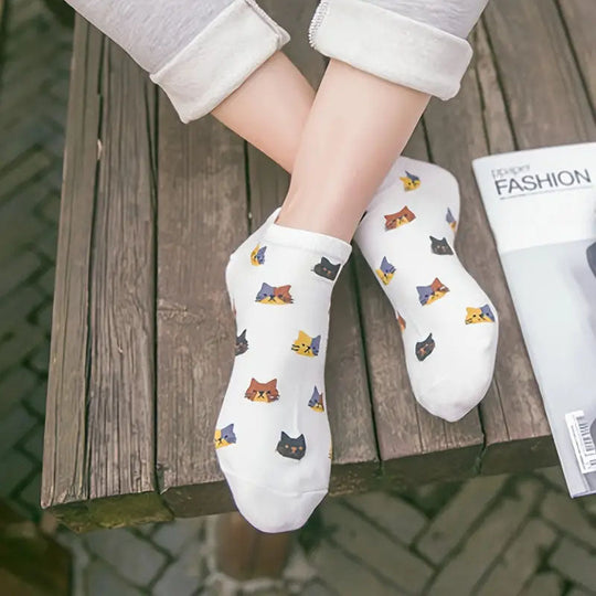 Set aus 5 Paar bedruckter Katzen-Socken