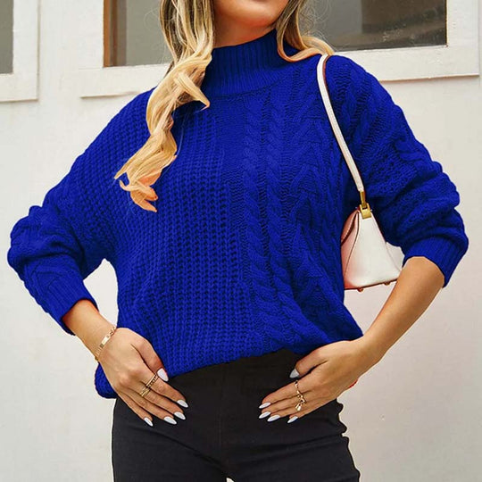 Lässiger Strickpullover mit Zopfmuster