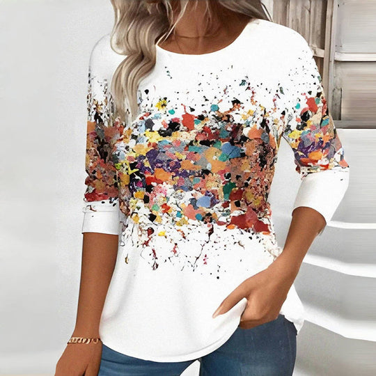 Lässiges farbiges T-Shirt mit langen Ärmeln