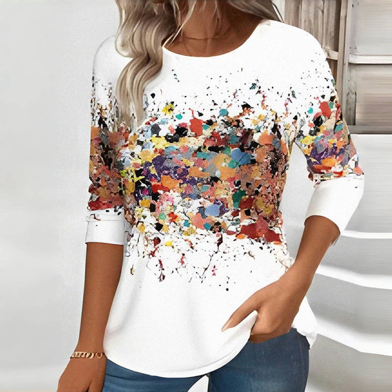 Lässiges farbiges T-Shirt mit langen Ärmeln