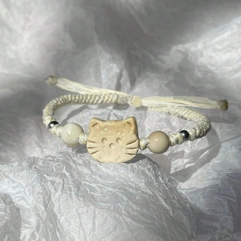 Herrenarmband aus geflochtenem Cartoon-Katzendesign