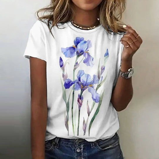 Lässiges T-Shirt mit Blumenmuster