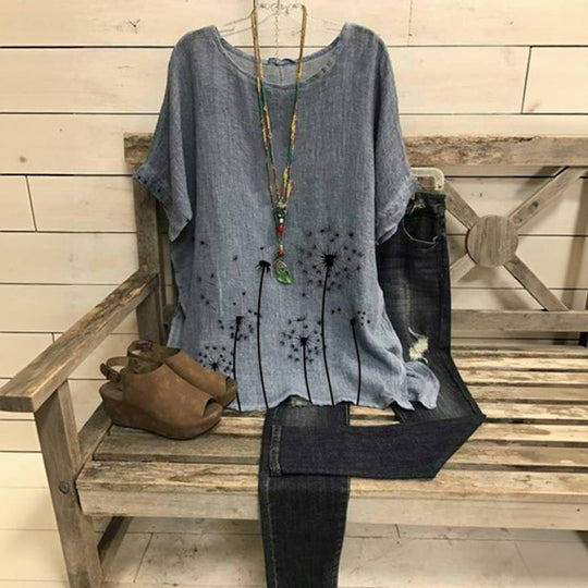 Vintage Bluse mit Löwenzahn-Muster