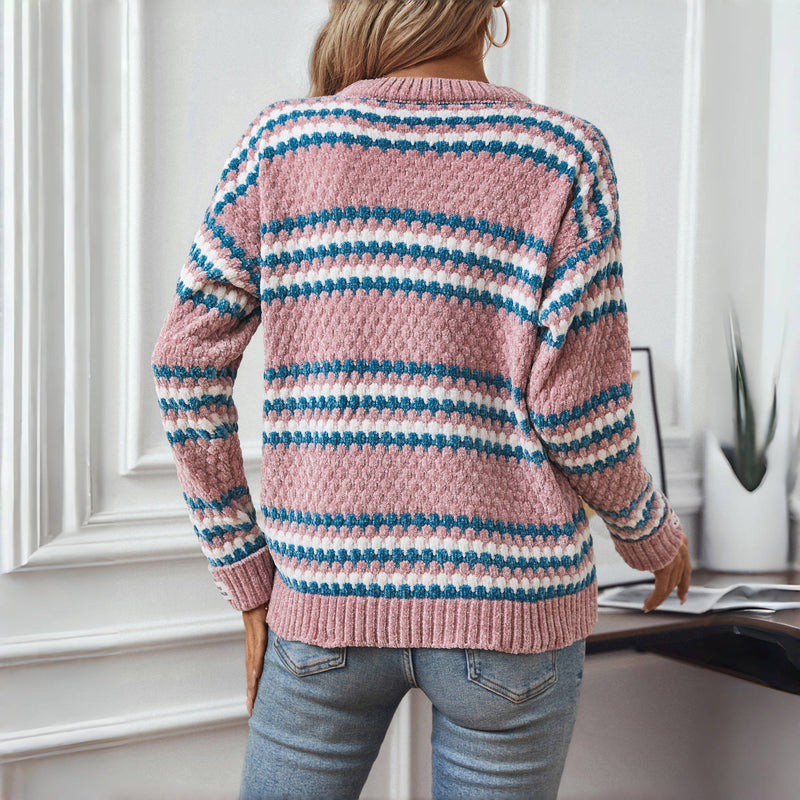 Lässig gestreifter Strickpulli