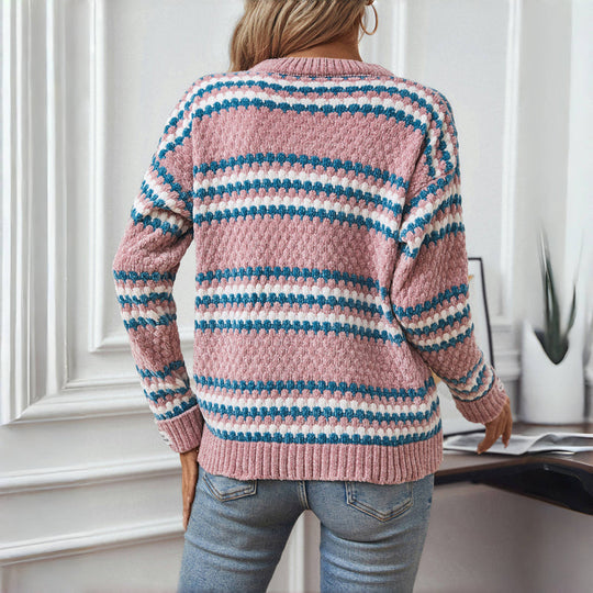 Lässig gestreifter Strickpulli