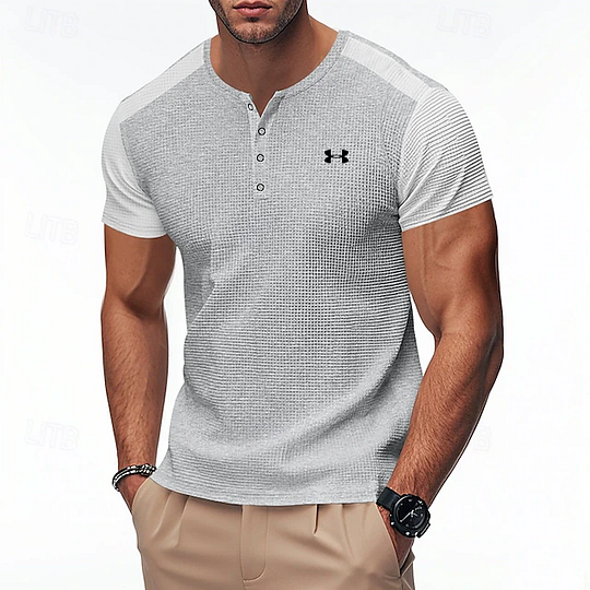 Herren Henley-T-Shirt mit Kontrastfarben