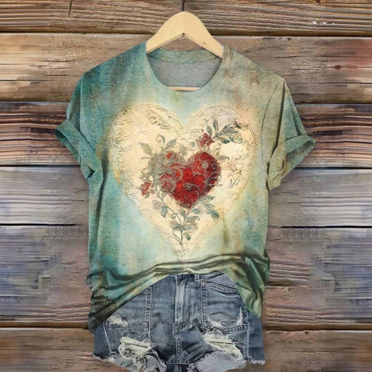 Vintage T-Shirt mit Herz-Print