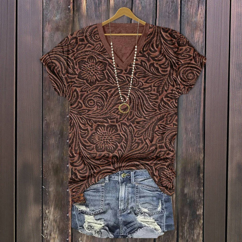 Vintage bedrucktes T-Shirt mit Blumenmuster