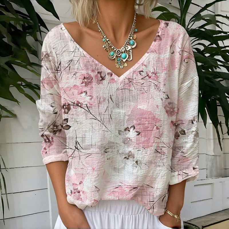 Vintage bedrucktes T-Shirt mit Blumenmuster