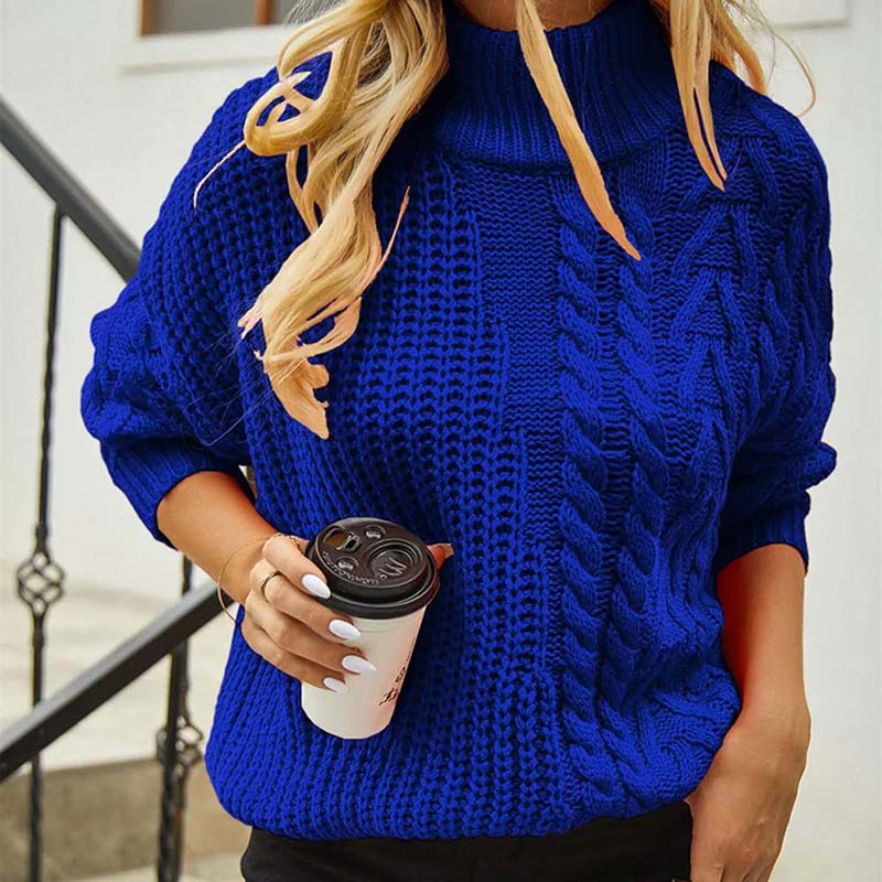 Lässiger Strickpullover mit Zopfmuster