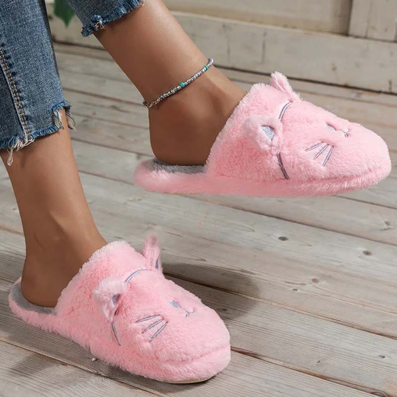 Flauschige Plüsch-Schuhen mit Cartoon-Katzen-Design