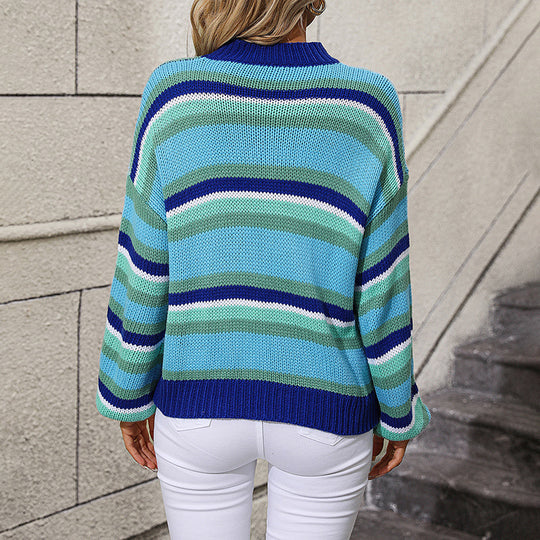 Lässiger gestreifter Pullover aus Strick