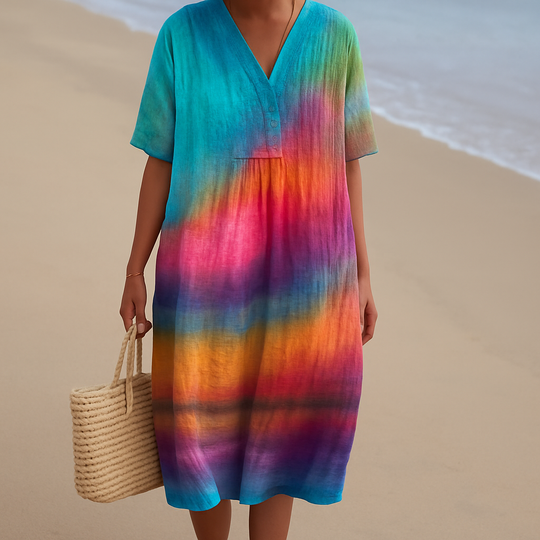 SOLÈNE | Kleid im Tie-Dye Sonnenuntergang-Design