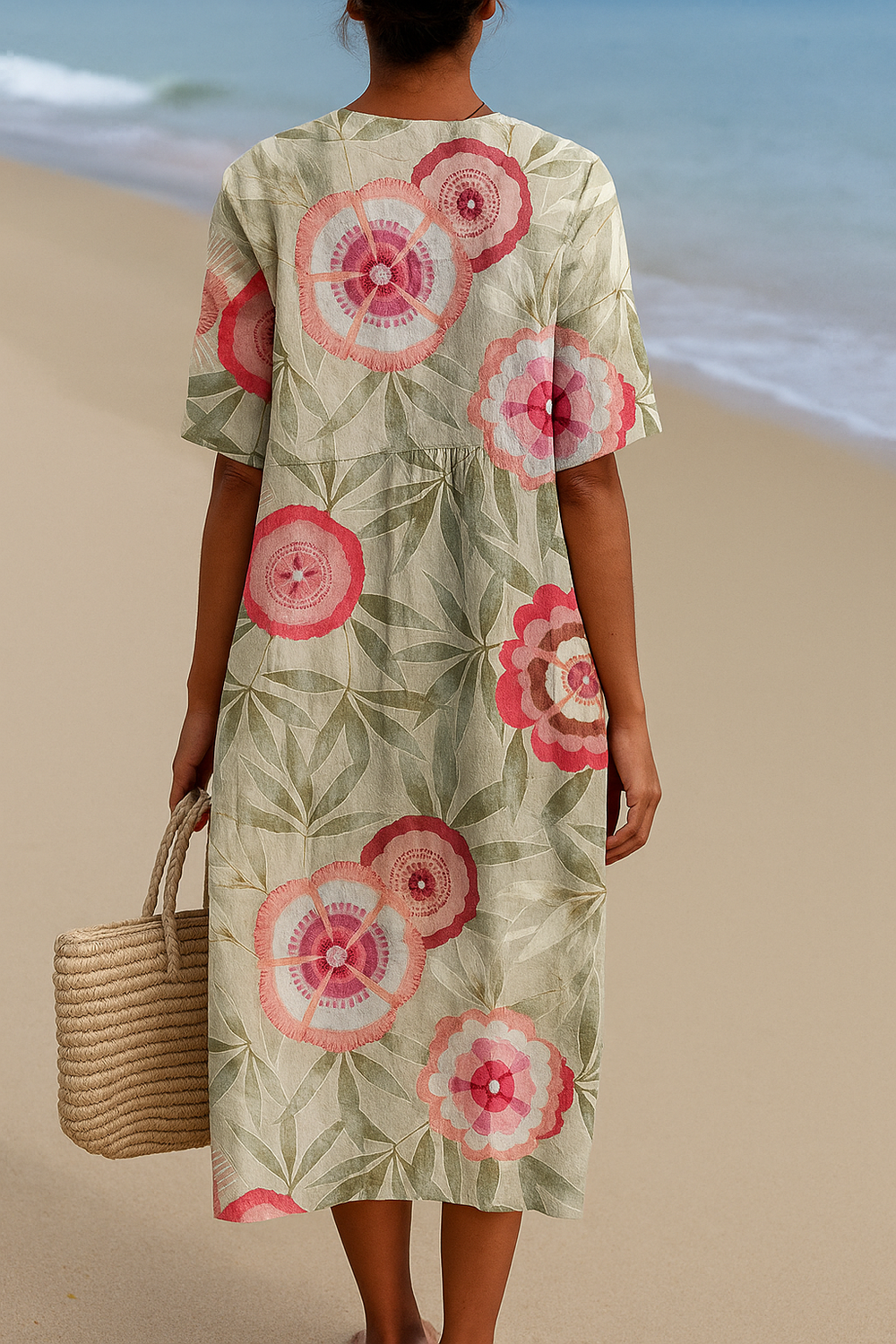 Félice | Kleid mit Blätter- und Blumen-Mandala-Motiv