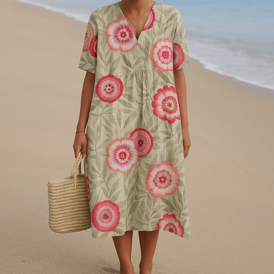 Félice | Kleid mit Blätter- und Blumen-Mandala-Motiv