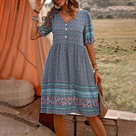 Vintage Kleid mit ethnischem Druck