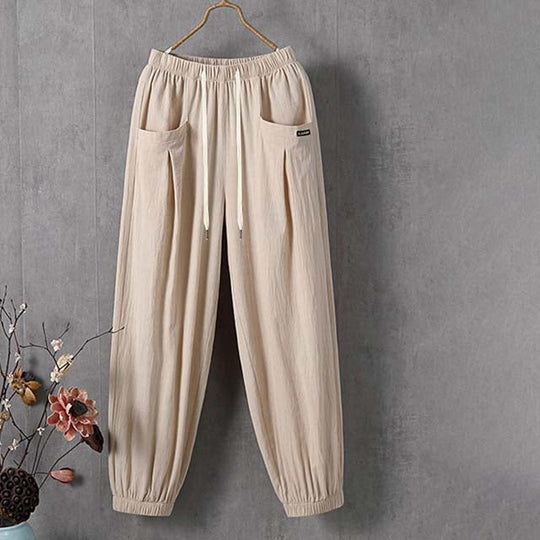 【Coton Et Lin】Einfarbige lockere Hose