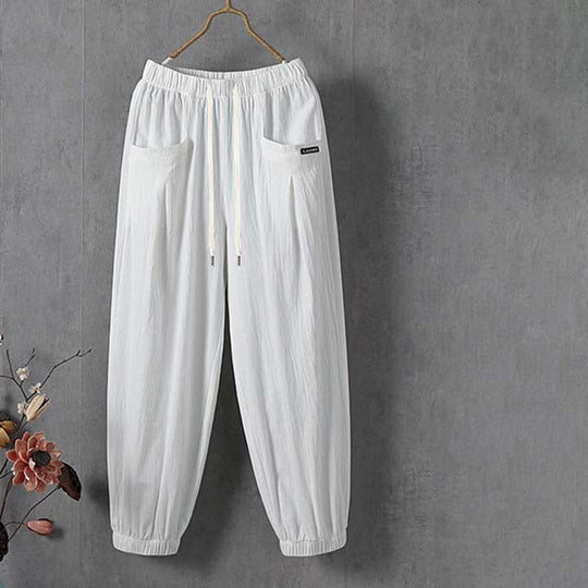 【Coton Et Lin】Einfarbige Casualhose