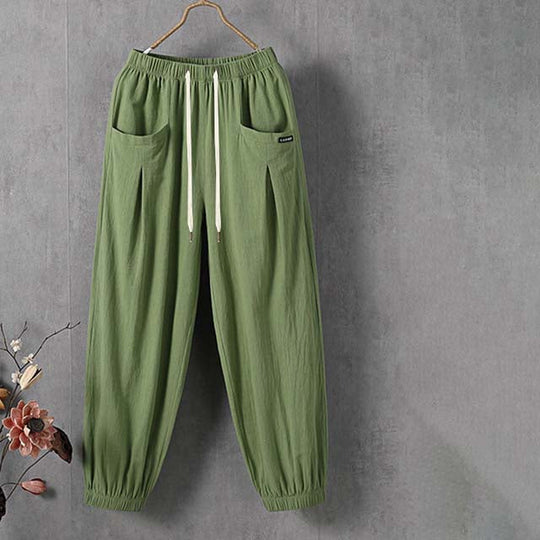 【Coton Et Lin】Einfarbige lockere Hose