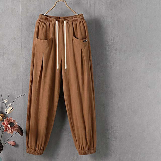 【Coton Et Lin】Einfarbige Casualhose