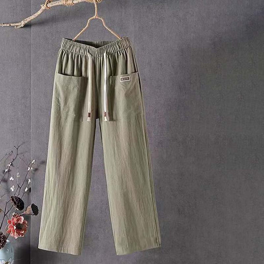 【Coton Et Lin】Unifarbene Freizeit Hose