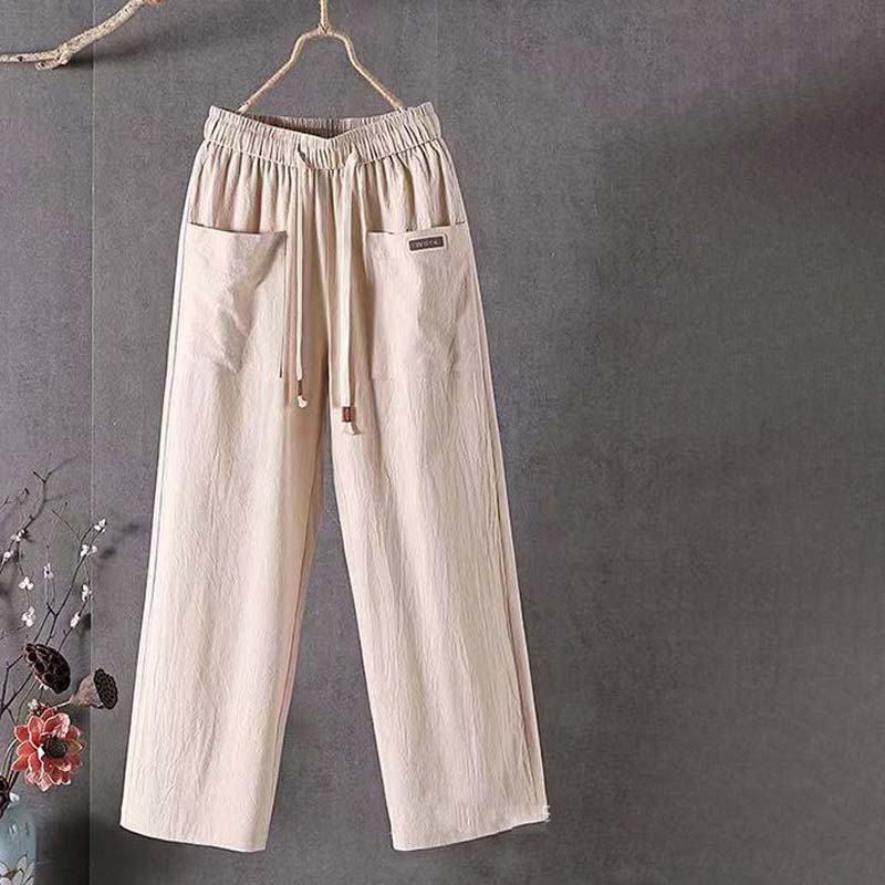 【Coton Et Lin】Unifarbene Freizeit Hose