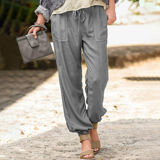 Lässige Unifarben-Drawstring-Hose