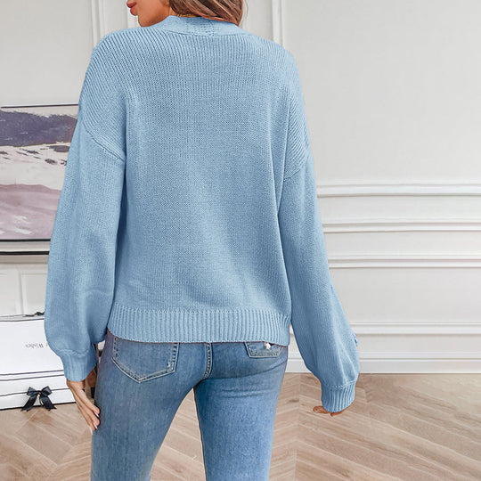 Gestreifter 3D-Blumenstrick-Cardigan