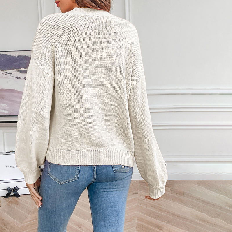 Gestreifter 3D-Blumenstrick-Cardigan