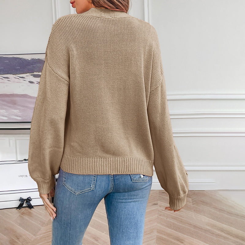 Gestreifter 3D-Blumenstrick-Cardigan