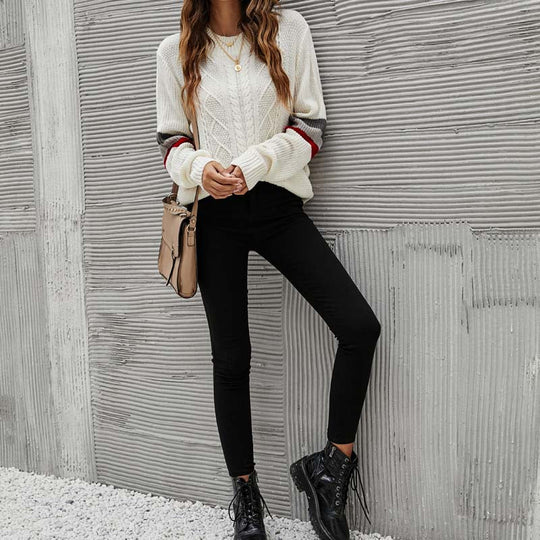 Entspannte Lockere Strick-Twist-Pulli