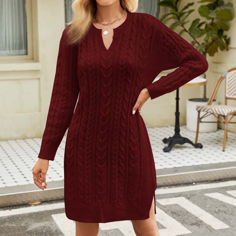 Lässiges Strickkleid mit Zopfmuster