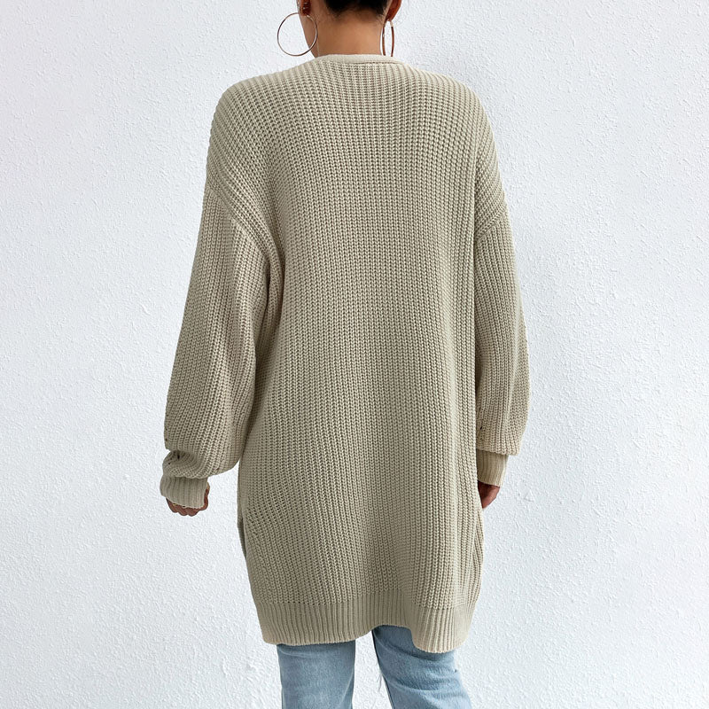 Lässiger Uni-Farbiger Strickcardigan