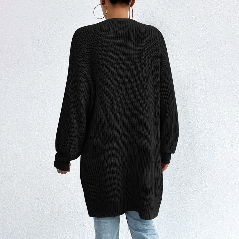 Lässiger Uni-Farbiger Strickcardigan