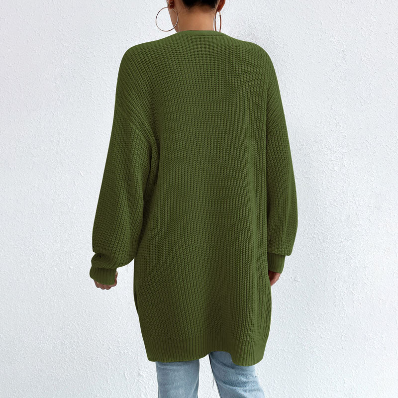 Lässiger Uni-Farbiger Strickcardigan