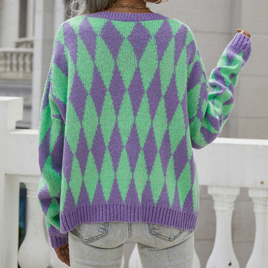 Lässiger Cardigan im geometrischen Strickmuster