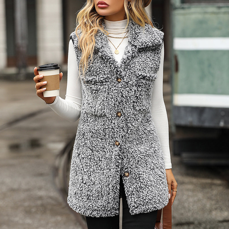 Lässiger Plüsch-Cardigan-Gilet