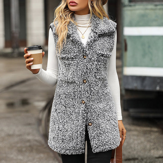 Lässiger Plüsch-Cardigan-Gilet