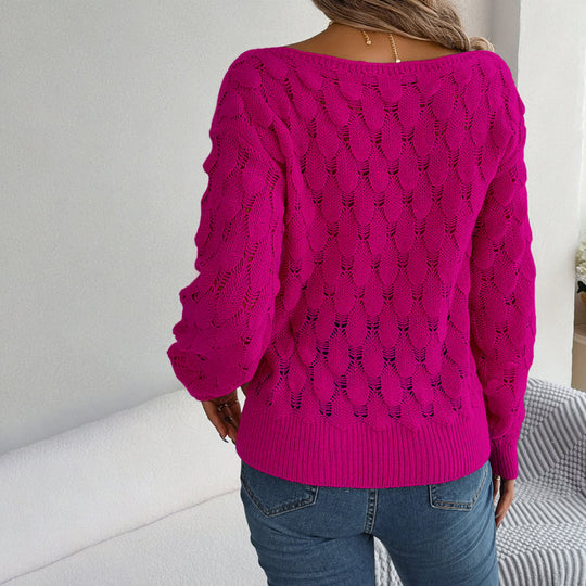 Freier gestrickter Pullover mit offenem Muster
