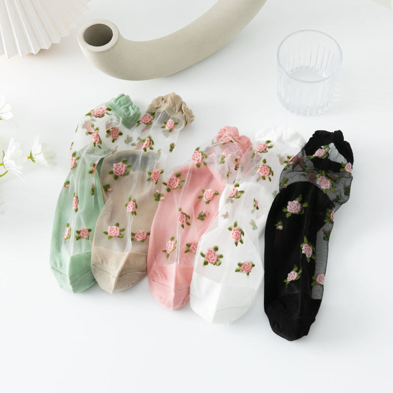 Atmungsaktive Blümchensocken