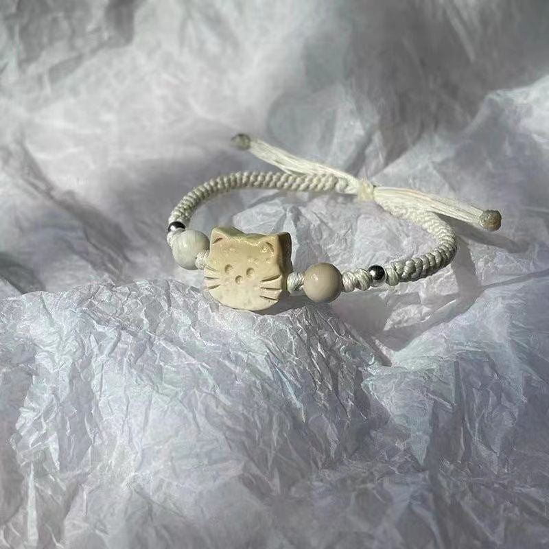 Herrenarmband aus geflochtenem Cartoon-Katzendesign