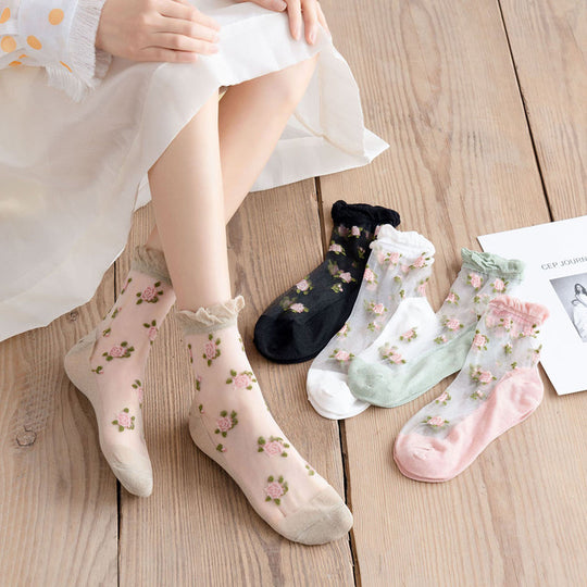 Atmungsaktive Blümchensocken